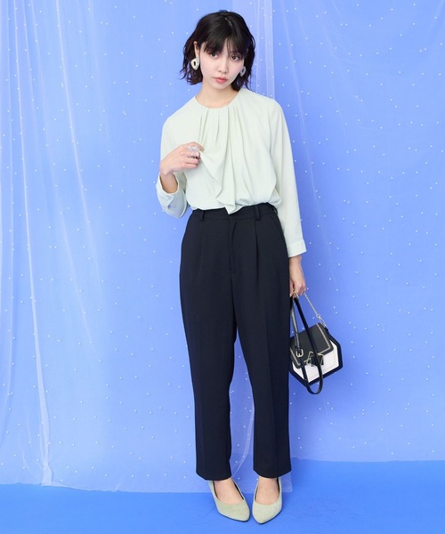 JETSET SOLO PLUS (ジェットセットソロプラス)の「【JETSET SOLO PLUS】カットジョーゼットテーパードパンツ(スラックス・レディース・ライトグレー/ネイビー/オリーブ・FREE)」の14枚目の写真