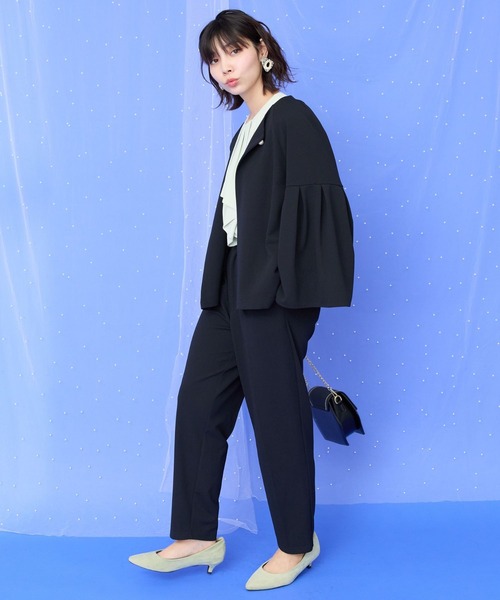 JETSET SOLO PLUS (ジェットセットソロプラス)の「【JETSET SOLO PLUS】カットジョーゼットテーパードパンツ(スラックス・レディース・ライトグレー/ネイビー/オリーブ・FREE)」の17枚目の写真