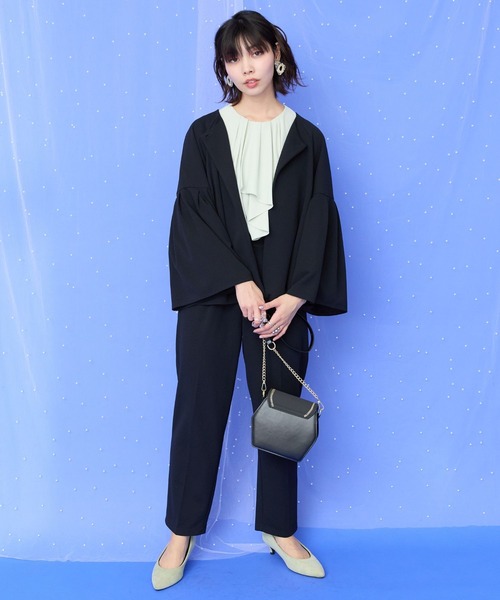 JETSET SOLO PLUS (ジェットセットソロプラス)の「【JETSET SOLO PLUS】カットジョーゼットテーパードパンツ(スラックス・レディース・ライトグレー/ネイビー/オリーブ・FREE)」の19枚目の写真