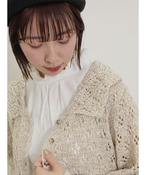 Samansa Mos2（サマンサ モスモス）の「襟シャーリングレースノースリカットソー（Tシャツ/カットソー・レディース・ブラック/キナリ/オフホワイト・F）」の16枚目の写真