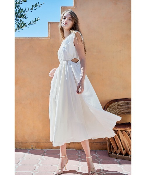 【１着でも送料無料】 Ravello カットアウトコットンシルクドレス Dress Long Silk ワンピース