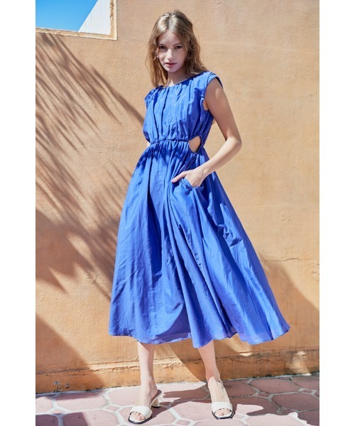 Estella.K(エステラケー)の「Ravello Silk Long Dress カットアウトコットンシルクドレス(ワンピース・レディース・オフホワイト/ブラック/ロイヤルブルー/コーラルピンク・FREE)」の16枚目の写真