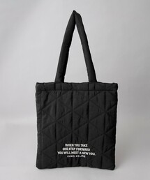 ロゴ刺繍 幾何柄 キルトトートバッグ