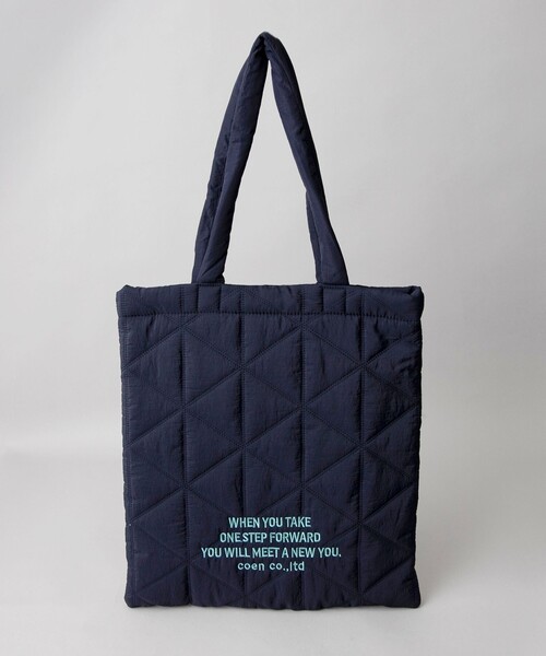 coen（コーエン）の「ロゴ刺繍 幾何柄 キルトトートバッグ（トートバッグ・レディース・オフホワイト/シルバー/ブラック/オレンジ/コバルトブルー/ネイビー/レッド/ロイヤルブルー/その他1/その他2/その他3/その他4/クリーム/ダークブラウン/ライトピンク・FREE）」の14枚目の写真