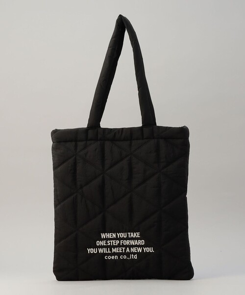 coen（コーエン）の「ロゴ刺繍 幾何柄 キルトトートバッグ（トートバッグ・レディース・オフホワイト/シルバー/ブラック/オレンジ/コバルトブルー/ネイビー/レッド/ロイヤルブルー/その他1/その他2/その他3/その他4/クリーム/ダークブラウン/ライトピンク・FREE）」の18枚目の写真