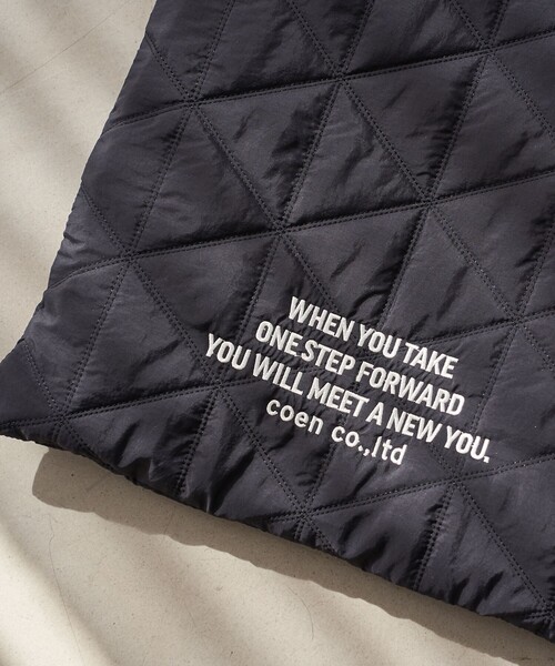 coen（コーエン）の「ロゴ刺繍 幾何柄 キルトトートバッグ（トートバッグ・レディース・オフホワイト/シルバー/ブラック/オレンジ/コバルトブルー/ネイビー/レッド/ロイヤルブルー/その他1/その他2/その他3/その他4/クリーム/ダークブラウン/ライトピンク・FREE）」の19枚目の写真