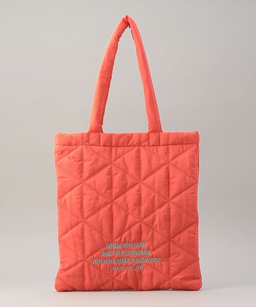 coen（コーエン）の「ロゴ刺繍 幾何柄 キルトトートバッグ（トートバッグ・レディース・オフホワイト/シルバー/ブラック/オレンジ/コバルトブルー/ネイビー/レッド/ロイヤルブルー/その他1/その他2/その他3/その他4/クリーム/ダークブラウン/ライトピンク・FREE）」の20枚目の写真
