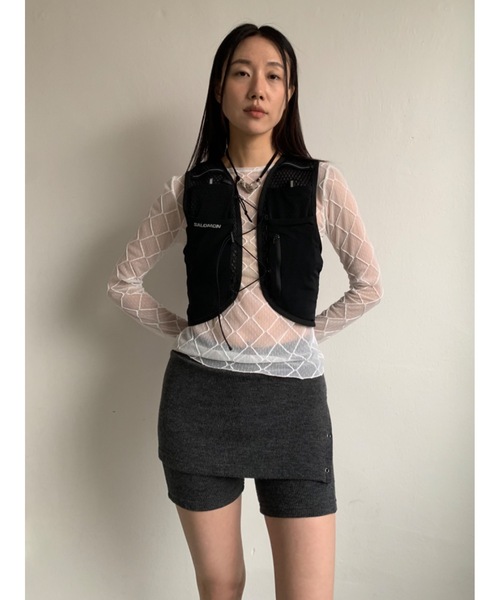 ニットショートパンツスカート 黒 韓国 itimi shury ショートパンツ PUレザー レディース 春秋 韓国 おしゃれ きれい