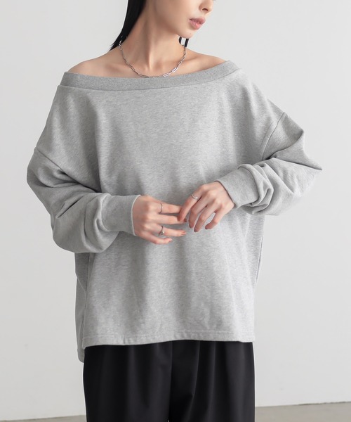 for/c（フォーシー）の「[新色追加]オフショル裏毛スウェット【サスティナブル】（スウェット・レディース・ホワイト/ブラック/ライトグレー/イエロー・M/L/LL）」の20枚目の写真