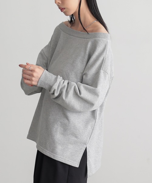 for/c（フォーシー）の「[新色追加]オフショル裏毛スウェット【サスティナブル】（スウェット・レディース・ホワイト/ブラック/ライトグレー/イエロー・M/L/LL）」の14枚目の写真