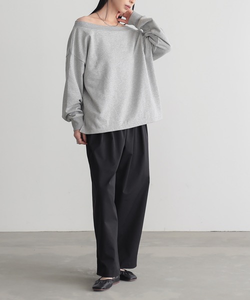 for/c（フォーシー）の「[新色追加]オフショル裏毛スウェット【サスティナブル】（スウェット・レディース・ホワイト/ブラック/ライトグレー/イエロー・M/L/LL）」の15枚目の写真
