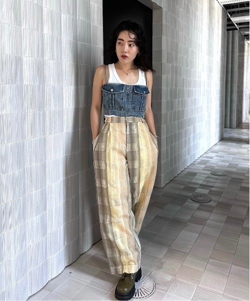 CHECK EMBROIDERY STRAIGHT PANTS（その他パンツ）｜Ameri
