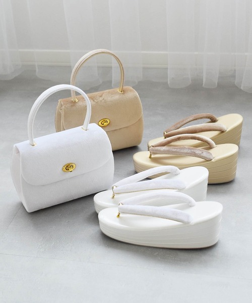 セール】草履バッグ ベロア 厚底草履 4枚芯 日本製（和装小物