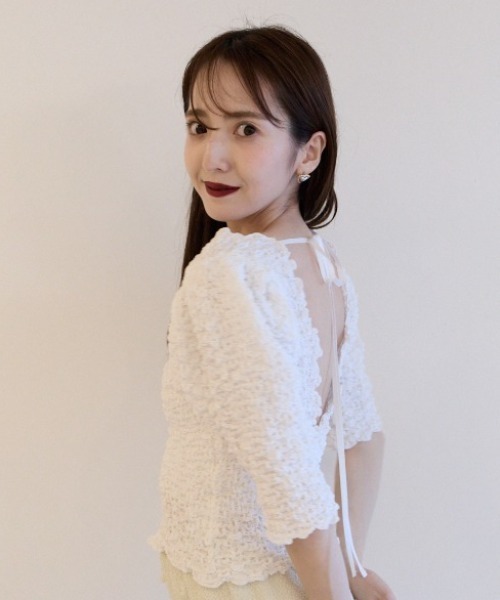 セール】swell cotton puff sleeve tops（Tシャツ/カットソー