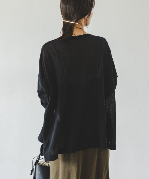 Noble（ノーブル）の「18G 2WAY シアーカーディガン（カーディガン/ボレロ・レディース・ライトグレー/ベージュ/ブラック・FREE）」の6枚目の写真