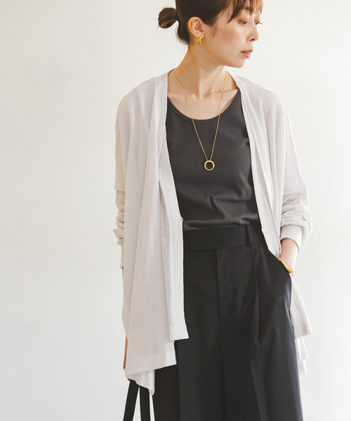 Noble（ノーブル）の「18G 2WAY シアーカーディガン（カーディガン/ボレロ・レディース・ライトグレー/ベージュ/ブラック・FREE）」の10枚目の写真