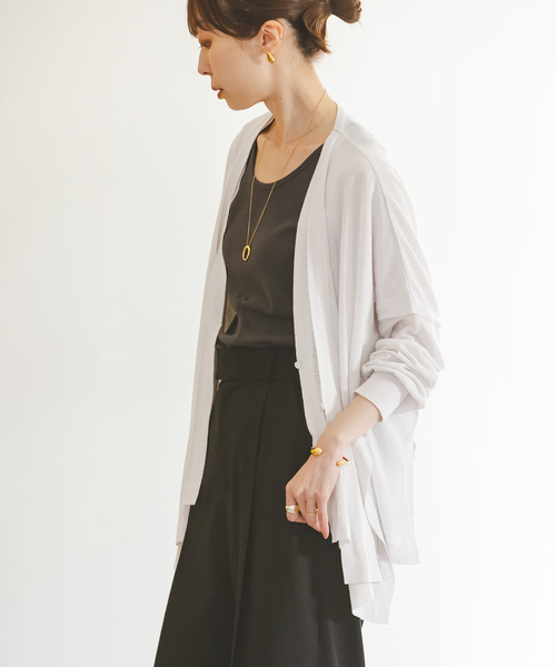 Noble（ノーブル）の「18G 2WAY シアーカーディガン（カーディガン/ボレロ・レディース・ライトグレー/ベージュ/ブラック・FREE）」の11枚目の写真
