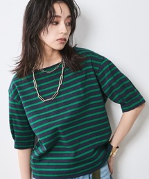 BORDERSネイビー パフスリーブ Tシャツ サイズ36 graphpaper グラフペーパー コットン ボーダー ショートスリーブ