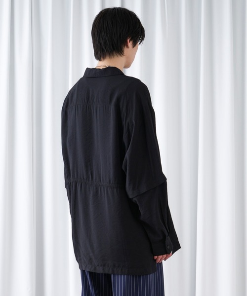 Ellno Loset（エルノロゼット）の「2wayスリーブドロストシアーシャツ（シャツ/ブラウス・メンズ・ブラック/オフホワイト・SMALL/MEDIUM/LARGE）」の15枚目の写真