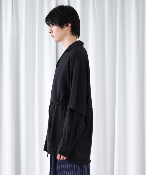 Ellno Loset（エルノロゼット）の「2wayスリーブドロストシアーシャツ（シャツ/ブラウス・メンズ・ブラック/オフホワイト・SMALL/MEDIUM/LARGE）」の16枚目の写真