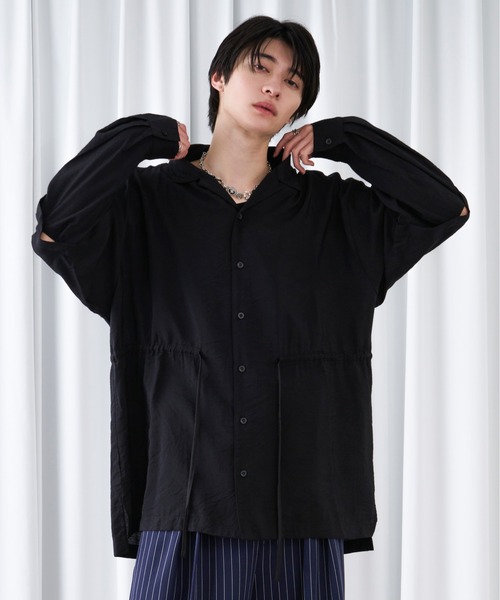 Ellno Loset（エルノロゼット）の「2wayスリーブドロストシアーシャツ（シャツ/ブラウス・メンズ・ブラック/オフホワイト・SMALL/MEDIUM/LARGE）」の20枚目の写真