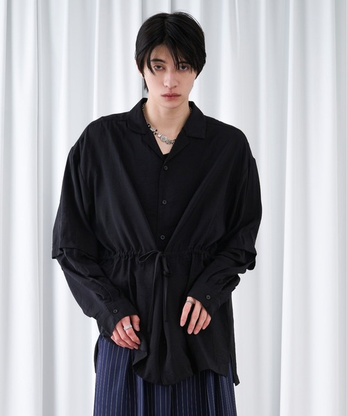 Ellno Loset（エルノロゼット）の「2wayスリーブドロストシアーシャツ（シャツ/ブラウス・メンズ・ブラック/オフホワイト・SMALL/MEDIUM/LARGE）」の19枚目の写真