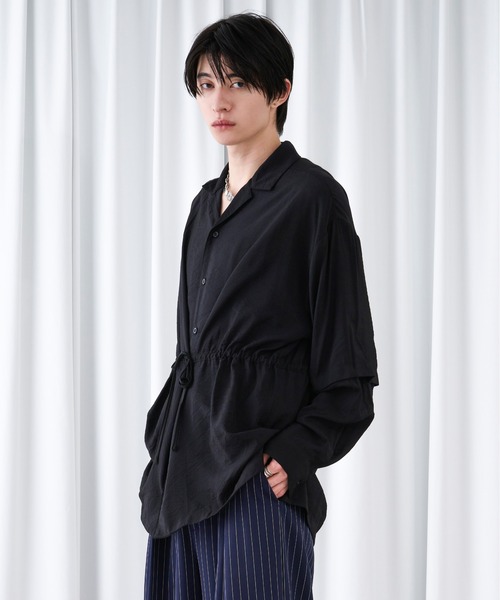 Ellno Loset（エルノロゼット）の「2wayスリーブドロストシアーシャツ（シャツ/ブラウス・メンズ・ブラック/オフホワイト・SMALL/MEDIUM/LARGE）」の18枚目の写真