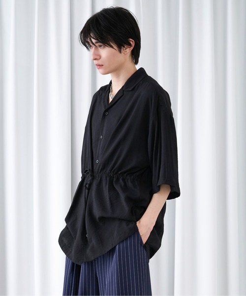 Ellno Loset（エルノロゼット）の「2wayスリーブドロストシアーシャツ（シャツ/ブラウス・メンズ・ブラック/オフホワイト・SMALL/MEDIUM/LARGE）」の12枚目の写真