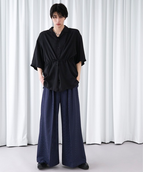 Ellno Loset（エルノロゼット）の「2wayスリーブドロストシアーシャツ（シャツ/ブラウス・メンズ・ブラック/オフホワイト・SMALL/MEDIUM/LARGE）」の11枚目の写真