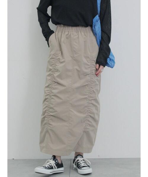 Samansa Mos2 blue（サマンサモスモスブルー）の「シャーリングスカート（スカート・レディース・シルバーグレー/ベージュ/チャコールグレー・F）」の3枚目の写真