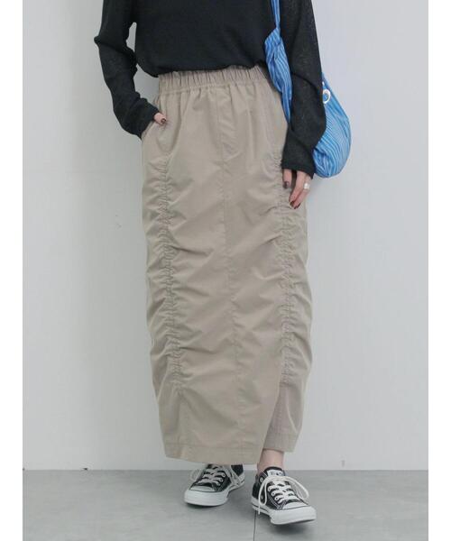 Samansa Mos2 blue（サマンサモスモスブルー）の「シャーリングスカート（スカート・レディース・シルバーグレー/ベージュ/チャコールグレー・F）」の6枚目の写真