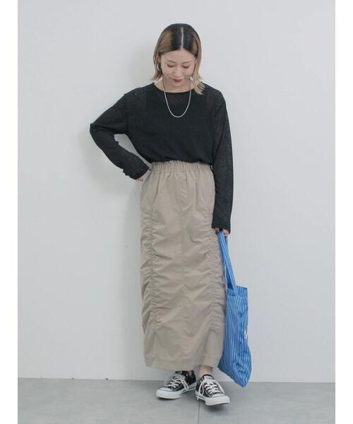 Samansa Mos2 blue（サマンサモスモスブルー）の「シャーリングスカート（スカート・レディース・シルバーグレー/ベージュ/チャコールグレー・F）」の7枚目の写真