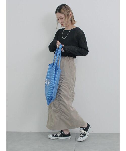 Samansa Mos2 blue（サマンサモスモスブルー）の「シャーリングスカート（スカート・レディース・シルバーグレー/ベージュ/チャコールグレー・F）」の8枚目の写真