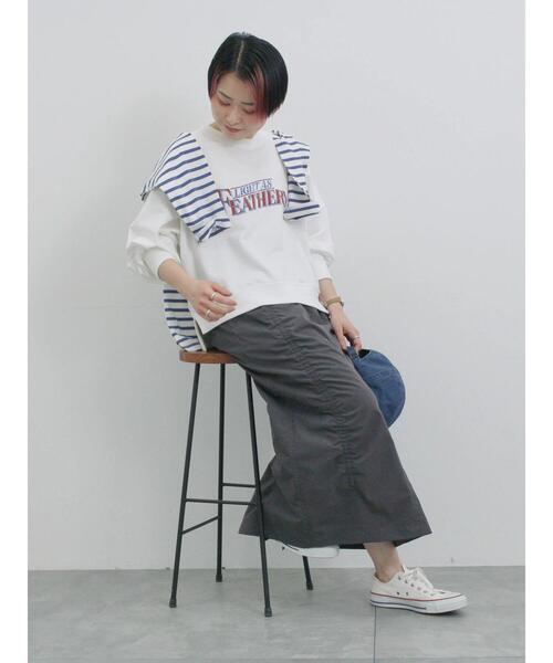 Samansa Mos2 blue（サマンサモスモスブルー）の「シャーリングスカート（スカート・レディース・シルバーグレー/ベージュ/チャコールグレー・F）」の12枚目の写真