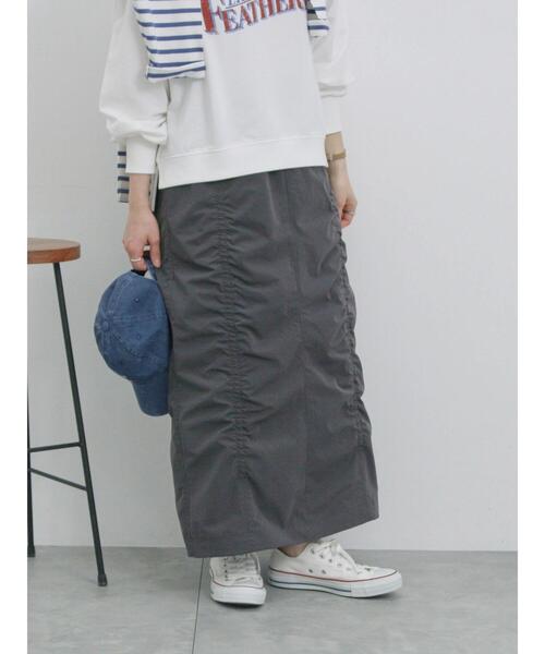 Samansa Mos2 blue（サマンサモスモスブルー）の「シャーリングスカート（スカート・レディース・シルバーグレー/ベージュ/チャコールグレー・F）」の13枚目の写真