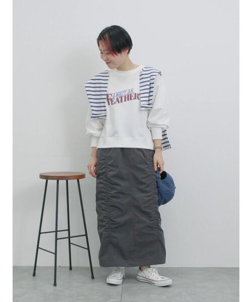 Samansa Mos2 blue（サマンサモスモスブルー）の「シャーリングスカート（スカート・レディース・シルバーグレー/ベージュ/チャコールグレー・F）」の16枚目の写真