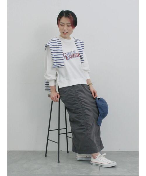 Samansa Mos2 blue（サマンサモスモスブルー）の「シャーリングスカート（スカート・レディース・シルバーグレー/ベージュ/チャコールグレー・F）」の17枚目の写真