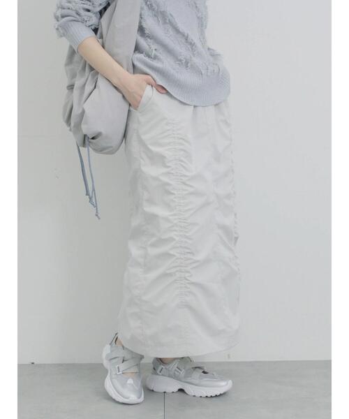 Samansa Mos2 blue（サマンサモスモスブルー）の「シャーリングスカート（スカート・レディース・シルバーグレー/ベージュ/チャコールグレー・F）」の19枚目の写真