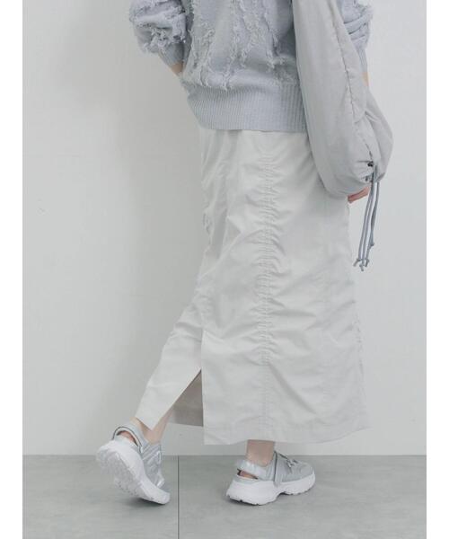 Samansa Mos2 blue（サマンサモスモスブルー）の「シャーリングスカート（スカート・レディース・シルバーグレー/ベージュ/チャコールグレー・F）」の20枚目の写真