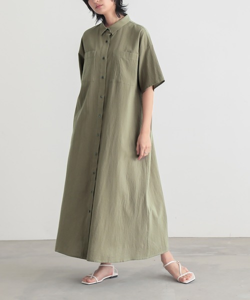 for/c｜フォーシーのシャツワンピース（グリーン・カーキ/緑色系