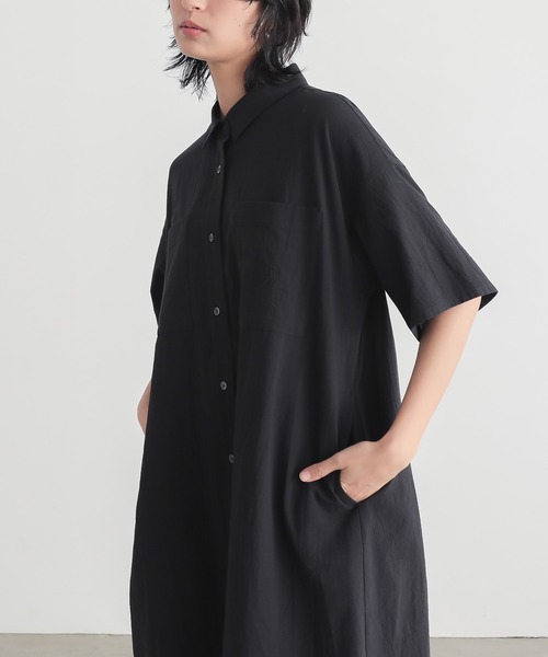 for/c（フォーシー）の「[低身長/高身長向けサイズ有]ダブルポケットシャツワンピース【オーガニックコットン】（シャツワンピース・レディース・ブラック/カーキ/ホワイト・M/L/PM/TM）」の7枚目の写真