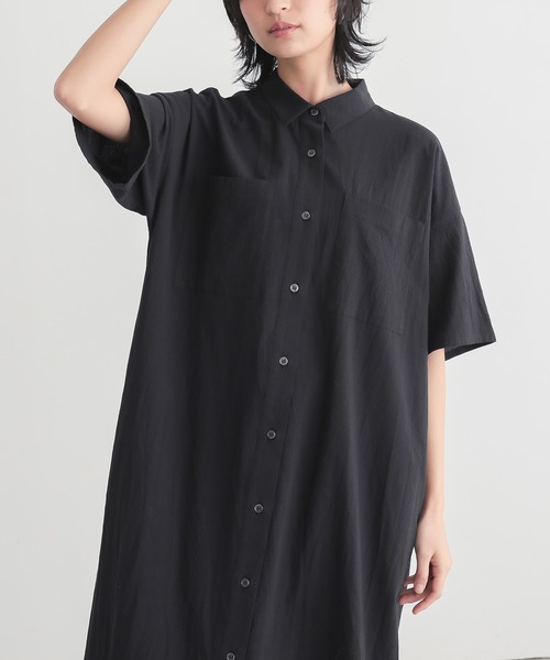 for/c（フォーシー）の「[低身長/高身長向けサイズ有]ダブルポケットシャツワンピース【オーガニックコットン】（シャツワンピース・レディース・ブラック/カーキ/ホワイト・M/L/PM/TM）」の8枚目の写真