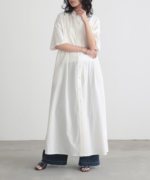 for/c（フォーシー）の「[低身長/高身長向けサイズ有]ダブルポケットシャツワンピース【オーガニックコットン】（シャツワンピース・レディース・ブラック/カーキ/ホワイト・M/L/PM/TM）」の12枚目の写真