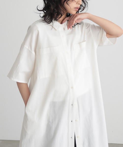 for/c（フォーシー）の「[低身長/高身長向けサイズ有]ダブルポケットシャツワンピース【オーガニックコットン】（シャツワンピース・レディース・ブラック/カーキ/ホワイト・M/L/PM/TM）」の16枚目の写真
