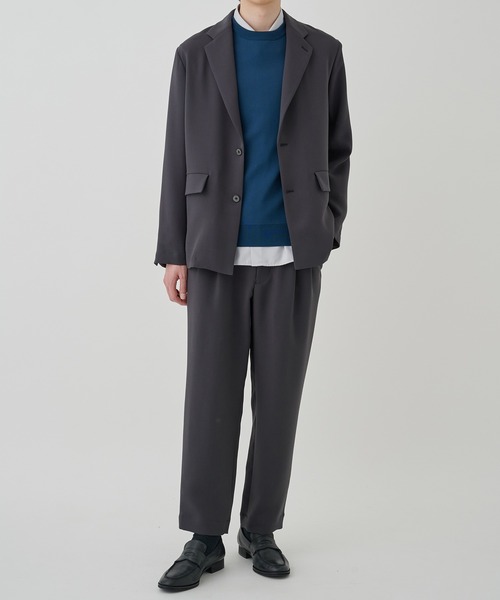 21ss UJOH テーラードジャケット 日本製 シングル スーツ ストライプ UJOH｜ストライプサスペンダージャケット