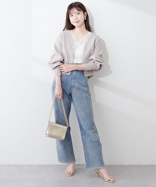 m*~様 ナチュラルクチュール　ポンチスウェードノーカラーブルゾン　アイボリー ポンチスウェードノーカラーブルゾン | natural couture