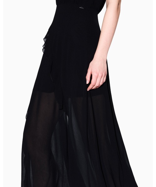 ARMANI EXCHANGE（アルマーニエクスチェンジ）の「【A|X アルマーニ エクスチェンジ】フリルディテール ミディレングス  スリーブレスワンピース（ワンピース・レディース・ベビーピンク/ブラック・0/2/4）」の4枚目の写真