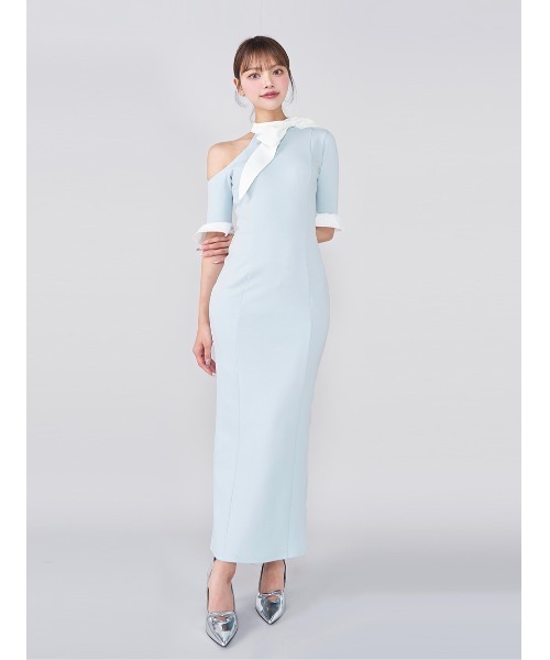 Darich（ダーリッチ）の「ビッグリボンワンショルダーロングワンピース（ワンピース・レディース・サックスブルー/ブラック/ベージュ・FREE/FS）」の5枚目の写真