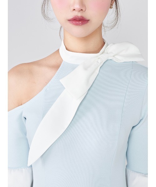 Darich（ダーリッチ）の「ビッグリボンワンショルダーロングワンピース（ワンピース・レディース・サックスブルー/ブラック/ベージュ・FREE/FS）」の8枚目の写真