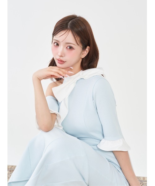 Darich（ダーリッチ）の「ビッグリボンワンショルダーロングワンピース（ワンピース・レディース・サックスブルー/ブラック/ベージュ・FREE/FS）」の17枚目の写真